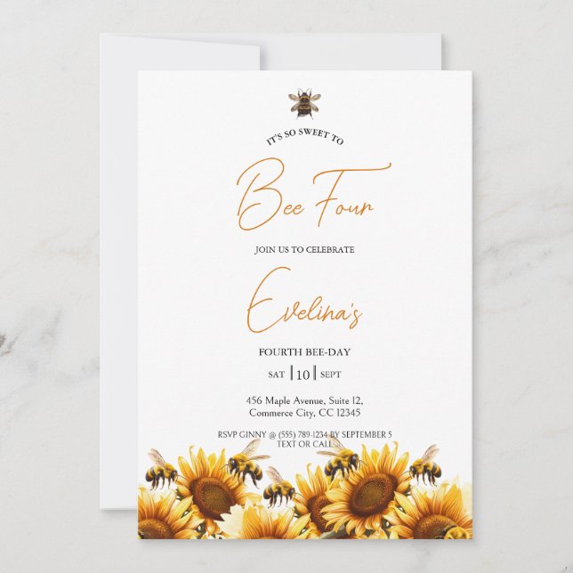 Invitación de cumpleaños elegante de dulce a bebe (Anverso)