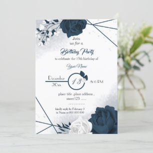 invitación de cumpleaños elegante de flores navale