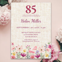 Invitación de cumpleaños elegante de flores silves