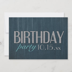 Invitación de cumpleaños elegante de mezclilla azu