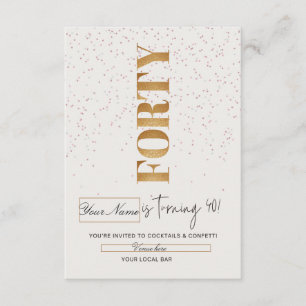 Invitación de cumpleaños elegante de oro "Cuarenta