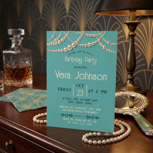 Invitación de cumpleaños elegante de turquesa y pe