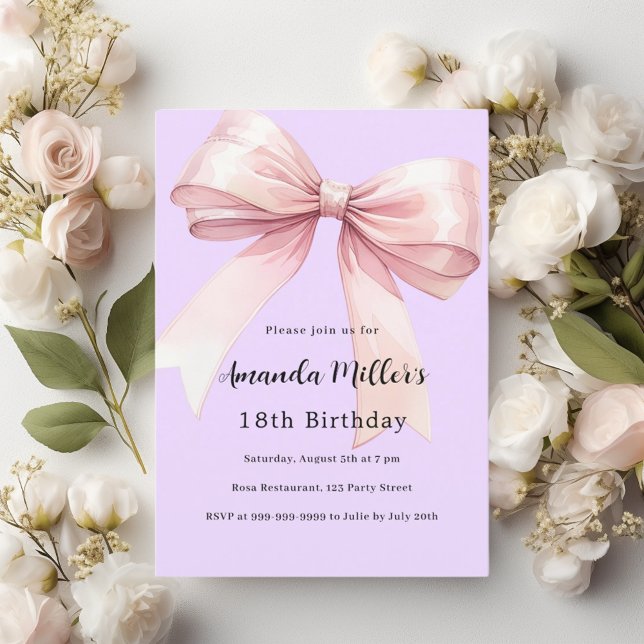 Invitación de cumpleaños elegante del arco rosado  (Subido por el creador)