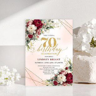 Invitación de cumpleaños elegante dorado 70 y fabu