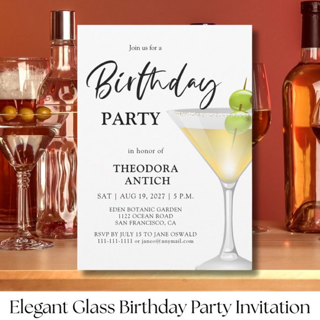 Invitación de cumpleaños elegante en vidrio (Subido por el creador)