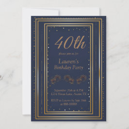 Invitación de cumpleaños elegante marina azul 40 o