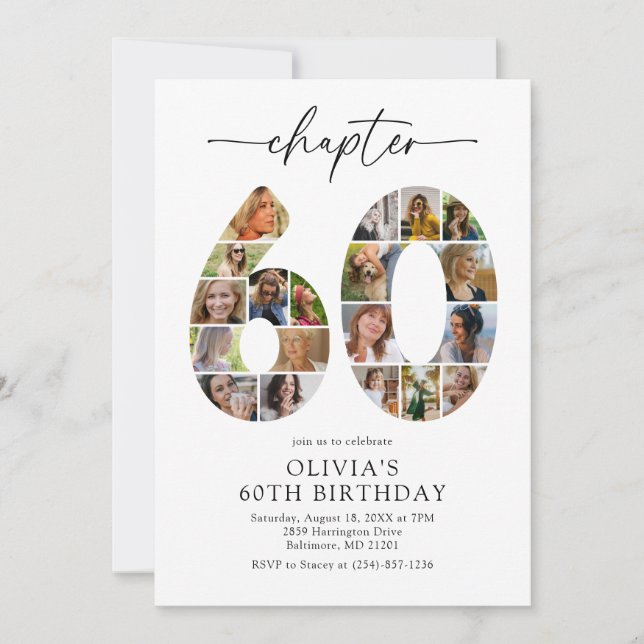 Invitación de cumpleaños elegante para el capítulo (Anverso)