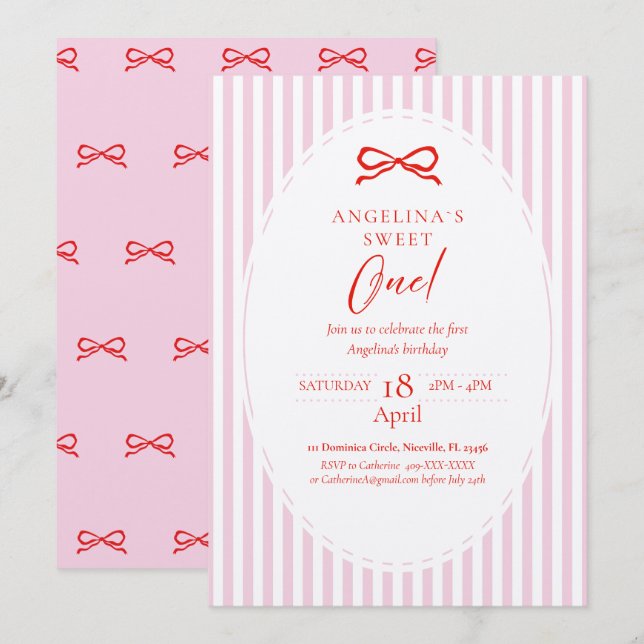 Invitación de cumpleaños elegante para el primer a (Anverso / Reverso)