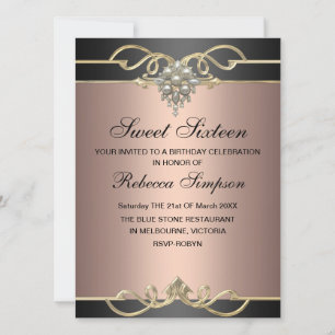 Invitación de cumpleaños elegante perla rosa Sweet