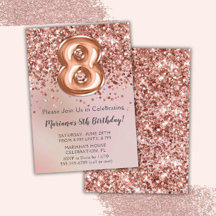 Invitación de cumpleaños elegante rosa oro para ni