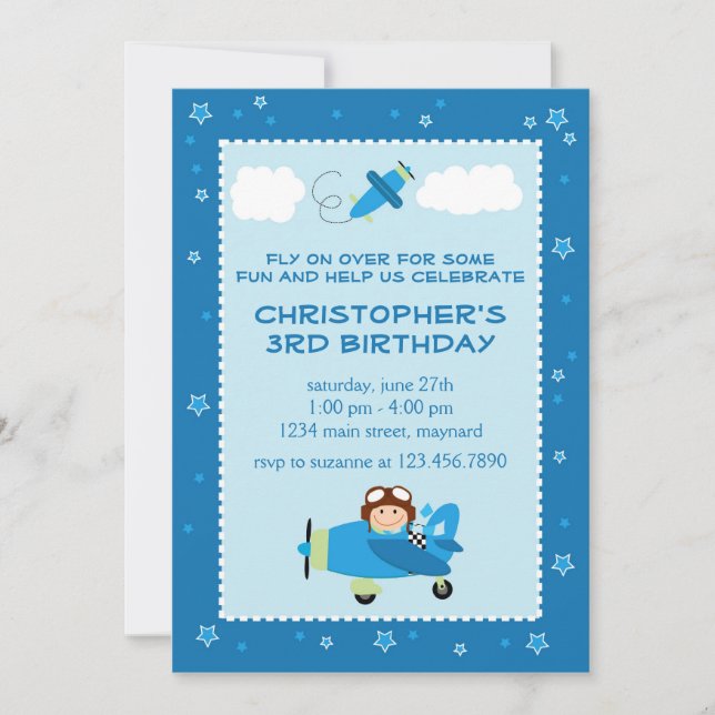 Invitación de cumpleaños elevado (Anverso)