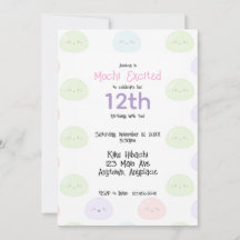Invitación de cumpleaños emocionado de Mochi