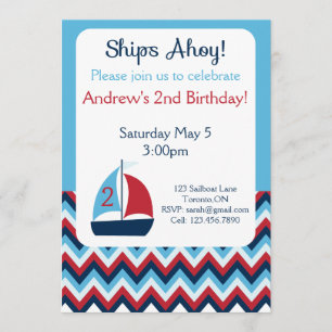 Invitación de cumpleaños en barco de vela