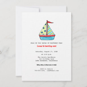 Invitación de cumpleaños en barco de vela