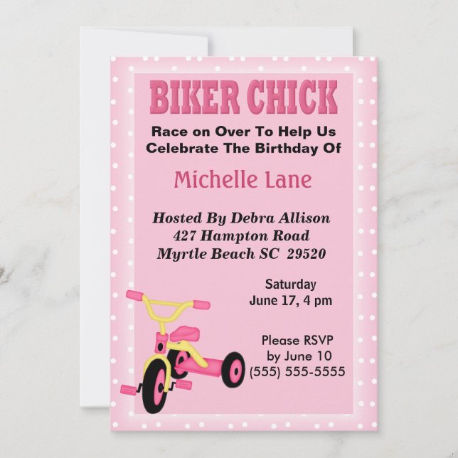 Invitación de cumpleaños en bici para ciclismo de  (Anverso)