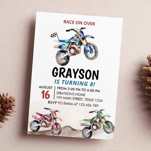 Invitación de cumpleaños en bicicleta sucia moto C (Subido por el creador)