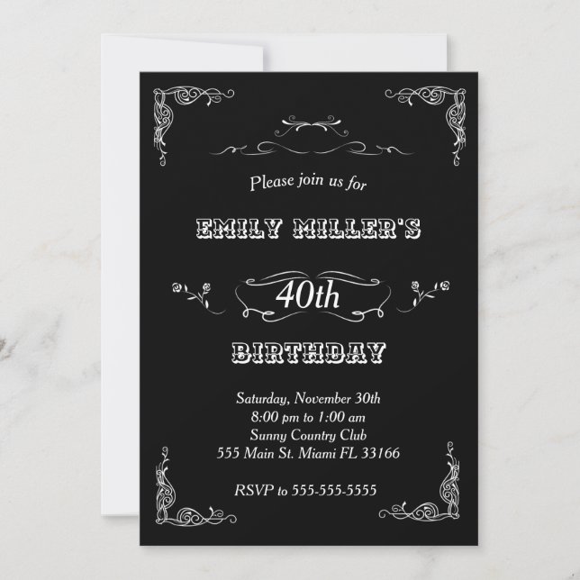 Invitación de cumpleaños en blanco de cartón (Anverso)