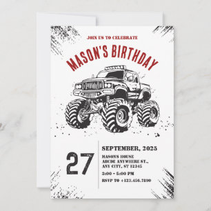 Invitación de cumpleaños en carretera de camiones 