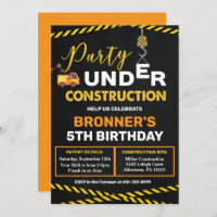 Invitación de cumpleaños en construcción