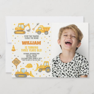 Invitación de cumpleaños en construcción con foto