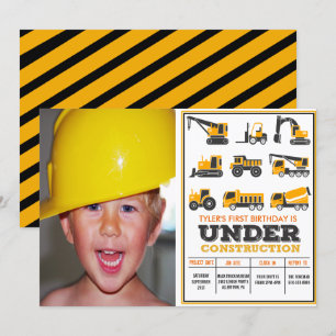 Invitación de cumpleaños en construcción para cual