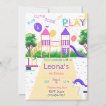Invitación de cumpleaños en el patio de recreo