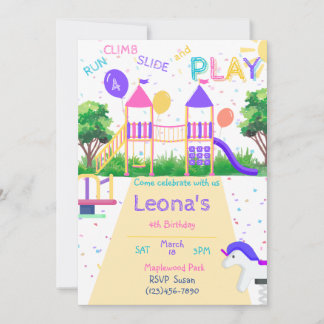 Invitación de cumpleaños en el patio de recreo