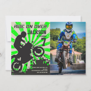 Invitación de cumpleaños en foto de moto de cross 