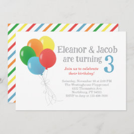 Invitación de cumpleaños en globo gemelo para Fies