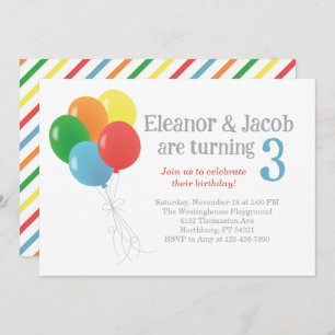 Invitación de cumpleaños en globo gemelo para Fies