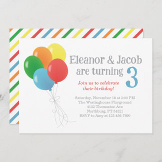 Invitación de cumpleaños en globo gemelo para Fies