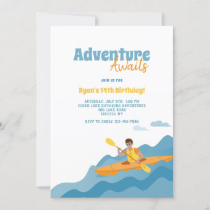 Invitación de cumpleaños en kayak