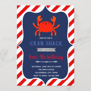 Invitación de cumpleaños en la cabaña de cangrejos