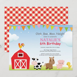 Invitación de cumpleaños en la granja Fiesta de gr