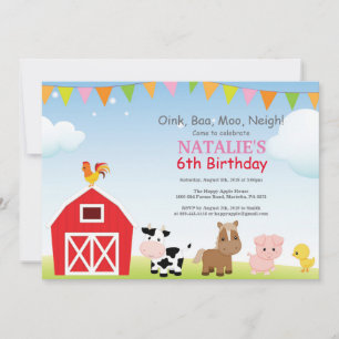 Invitación de cumpleaños en la granja Fiesta de gr