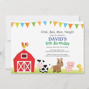 Invitación de cumpleaños en la granja Fiesta de gr