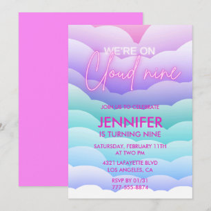 Invitación de cumpleaños en la nube 9 9º mágico ro