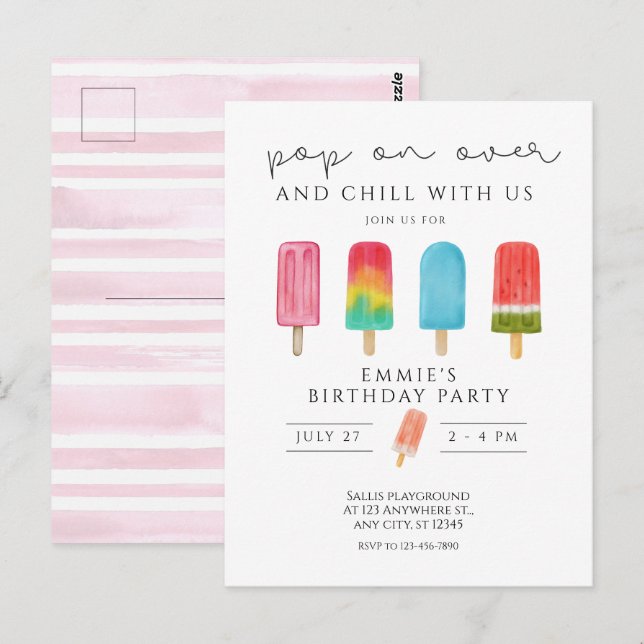  Invitación de cumpleaños en la piscina de helado  (Anverso / Reverso)