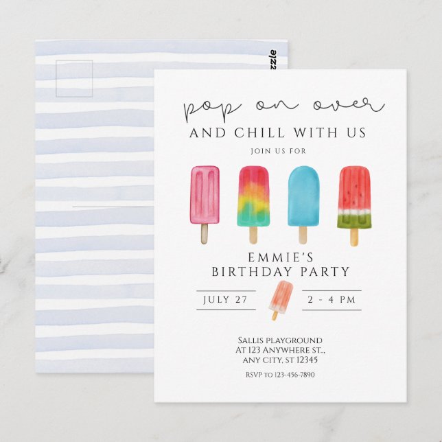  Invitación de cumpleaños en la piscina de helado  (Anverso / Reverso)