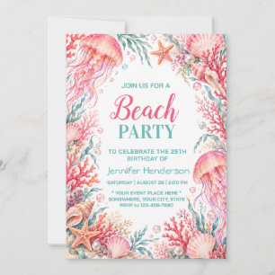 Invitación de cumpleaños en la playa bajo el mar