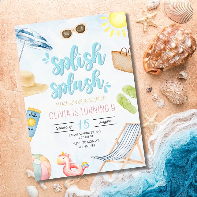Invitación de cumpleaños en la playa, cumpleaños n (Subido por el creador)