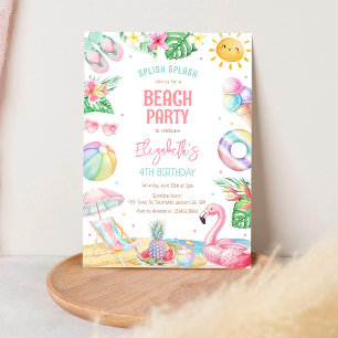 Invitación de cumpleaños en la playa de la piscina