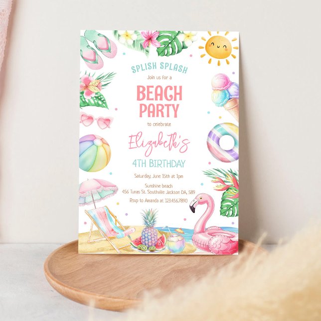 Invitación de cumpleaños en la playa de la piscina (Subido por el creador)