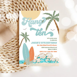 Invitación de Cumpleaños en la Playa de Surf