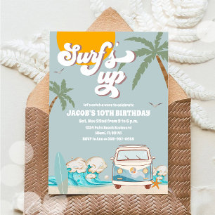 Invitación de cumpleaños en la playa Surfs Up