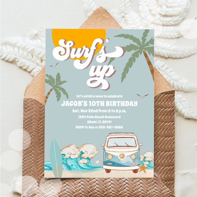 Invitación de cumpleaños en la playa Surfs Up (Subido por el creador)