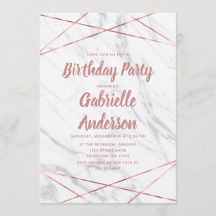 Invitación de cumpleaños en mármol blanco y oro ro