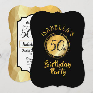 Invitación de cumpleaños en póliza de efecto metál