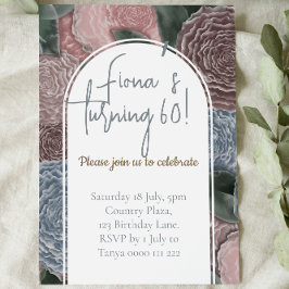 Invitación de cumpleaños en profundas hued florals