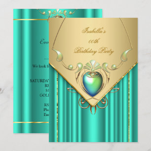 Invitación de cumpleaños en verde jade esmeralda d